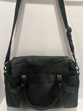 Authentic Shinola Detroit Black Leather Professional Tote Messenger Bag